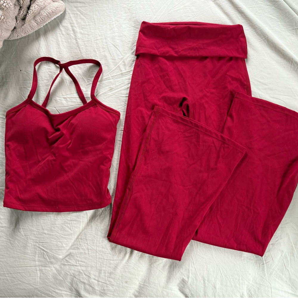 *Never Worn* Women's Red Flared Workout Set